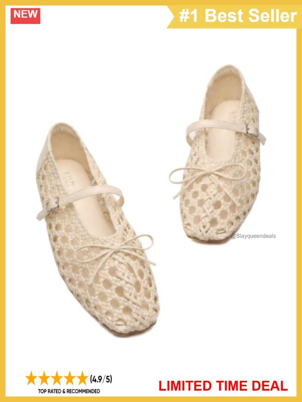 Woven Mary Jane Ballet Flats with Buckle Strap Breathable Mesh Comfort Shoes